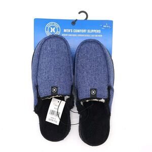 Hurley Relay‎ (Mens Large 10-11) Comfort Memory Foam Blue Slip On Fur Slippers